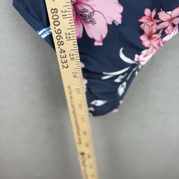 Venus One Piece Swimsuit Size 6 Bathing Ruffle Bandeau Off Shoulder Floral Grey - Picture 4 of 8